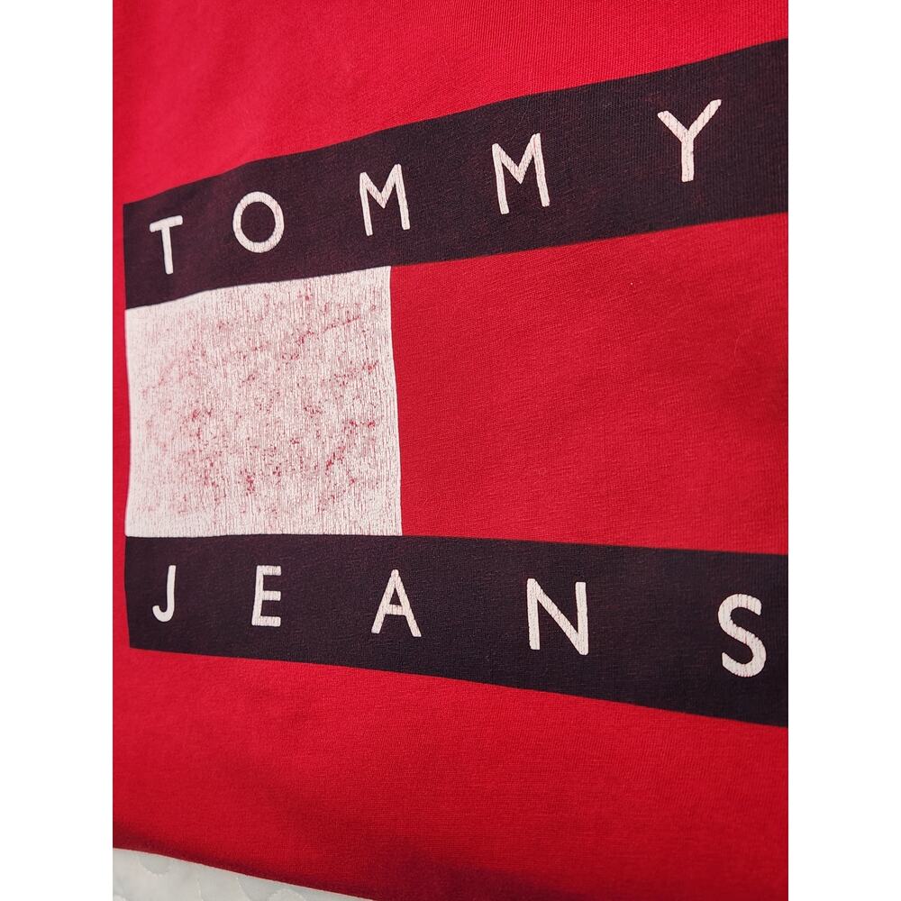 y2k 90s VINTAGE TOMMY HILFIGER T Tee Shirt Red Flag Graphic medium 38 Trending